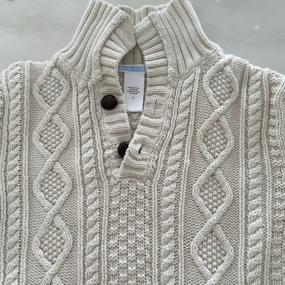 Like New Janie & Jack cable Knit two button sweater cream - Picture 3 of 5